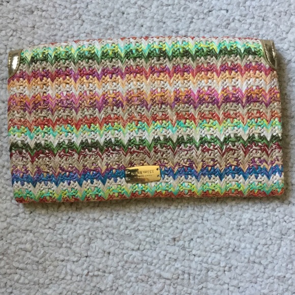 Nine West multi color straw clutch - Picture 3 of 9